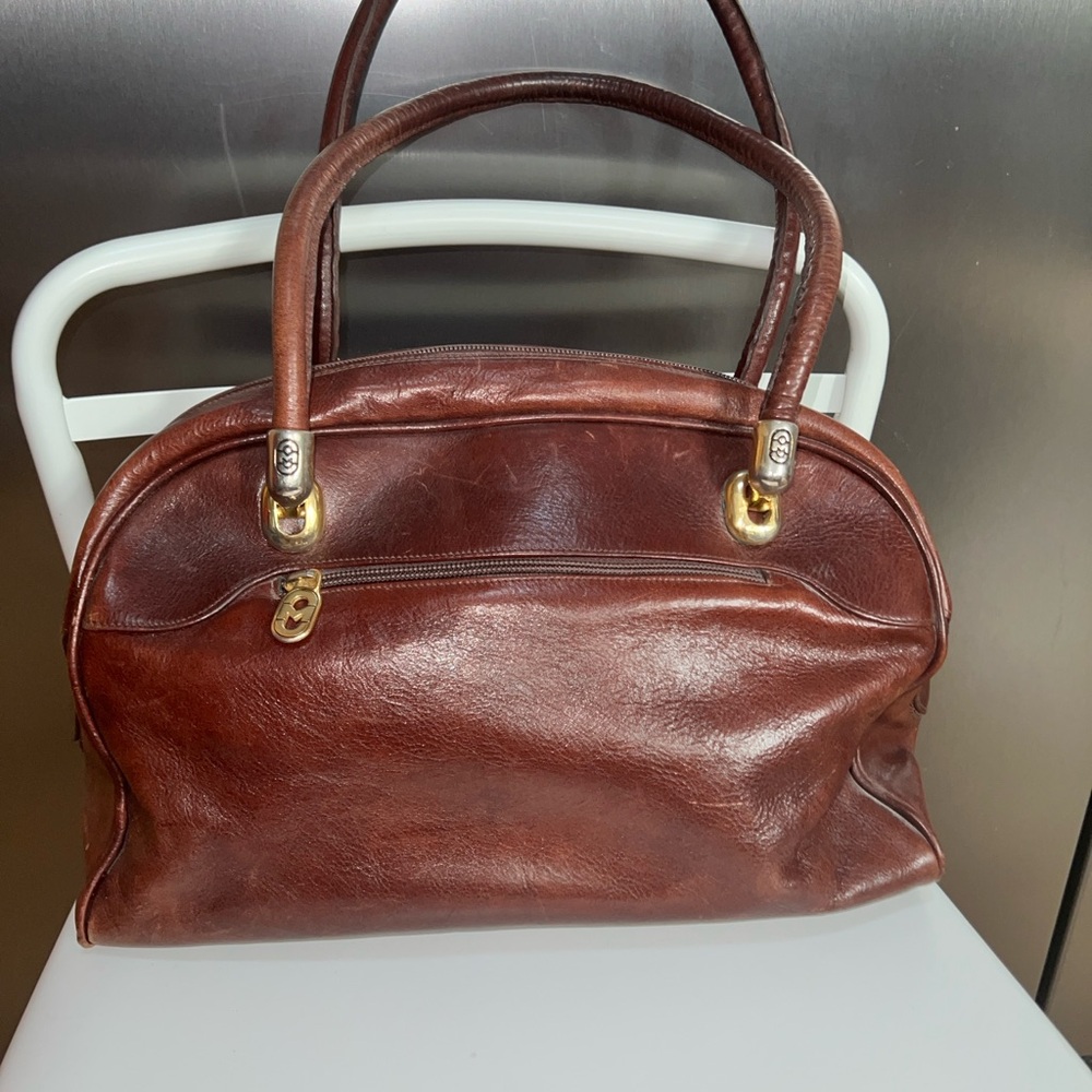 Vtg Marino Orlandi Rich Brown Leather Shoulder Bag, Designed and Made in Italy - Picture 2 of 5